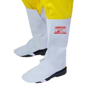 Ameriza Torch Shoe Cover, Leather Welding Leg Guard With Piping