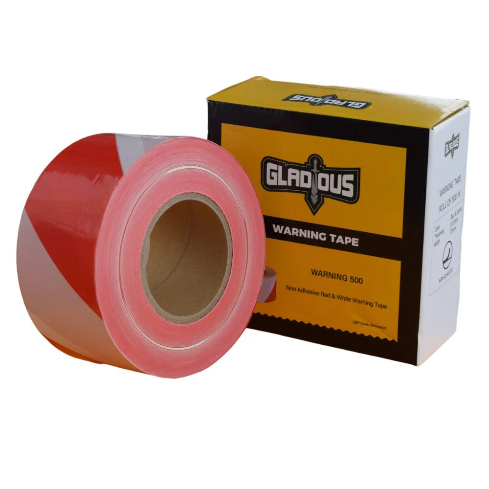GLADIOUS, Red & White Warning Tape, 500 meters